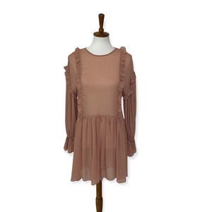 Zara sheer ruffle long sleeved tunic top dress small